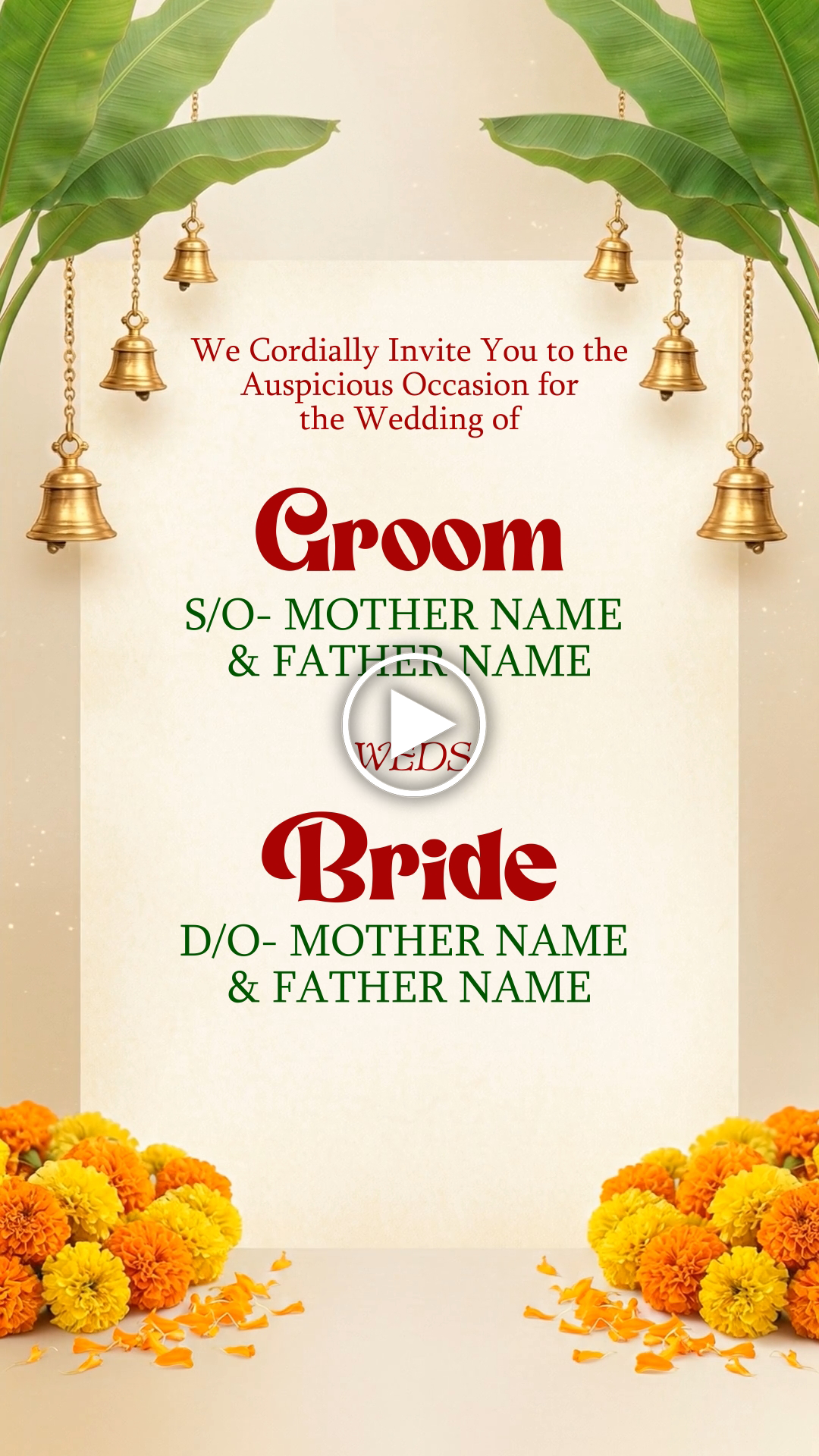 EBI-030 AI Marigold Floral Wedding Invitation